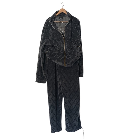 Vintage FNF Blue Velour Jacket & Pants Men's 80s Retro Sport Style Track Suit XL - Picture 2 of 8